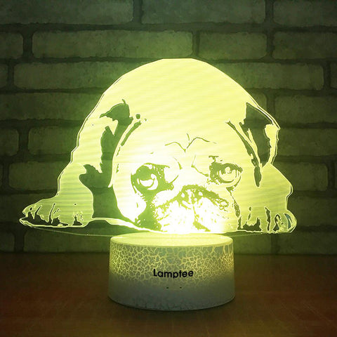 Image of Crack Lighting Base Animal Lazy Dog 3D Illusion Lamp Night Light 3DL1723