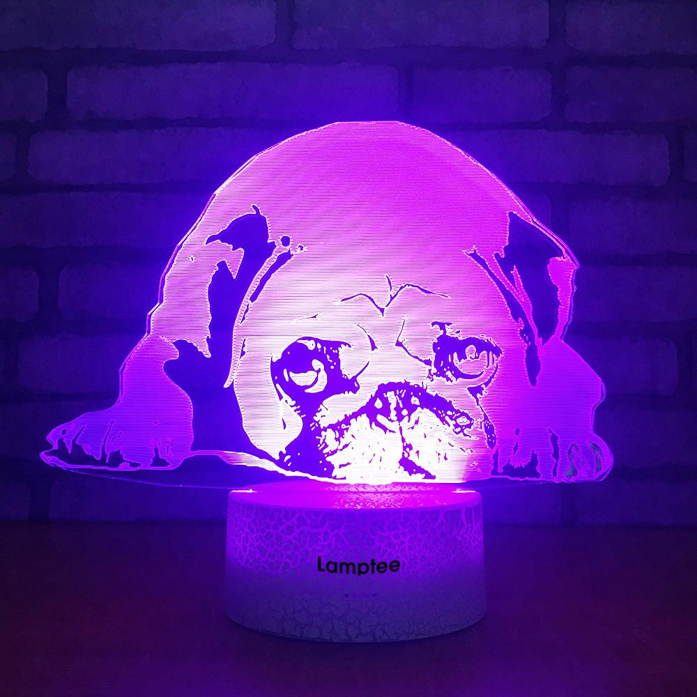 Crack Lighting Base Animal Lazy Dog 3D Illusion Lamp Night Light 3DL1723