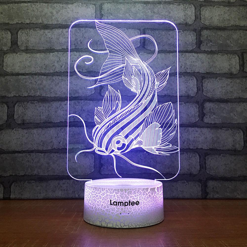 Crack Lighting Base Animal Fish Decro 3D Illusion Lamp Night Light 3DL1733