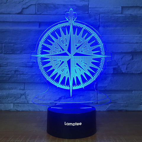 Image of Art Compass Stereo 3D Illusion Lamp Night Light 3DL1735