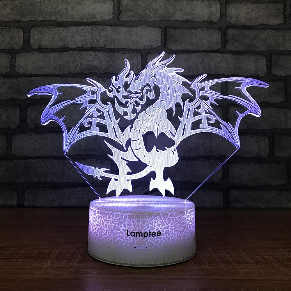 Crack Lighting Base Animal Flying Dragon 3D Illusion Lamp Night Light 3DL1738