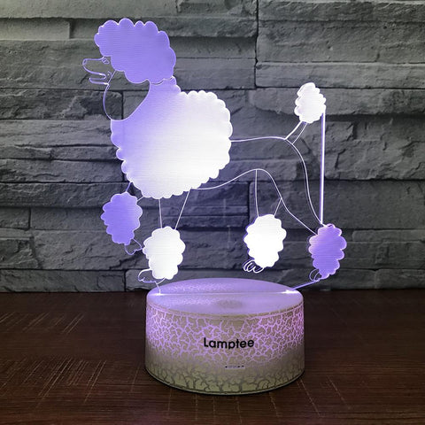 Image of Crack Lighting Base Animal Poodle Dog 3D Illusion Lamp Night Light 3DL1739