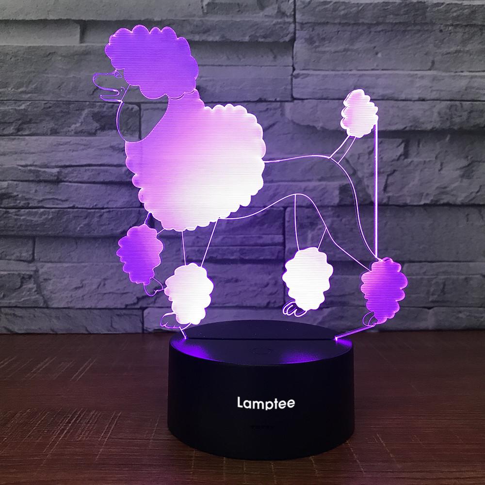 Animal Poodle Dog 3D Illusion Lamp Night Light 3DL1739