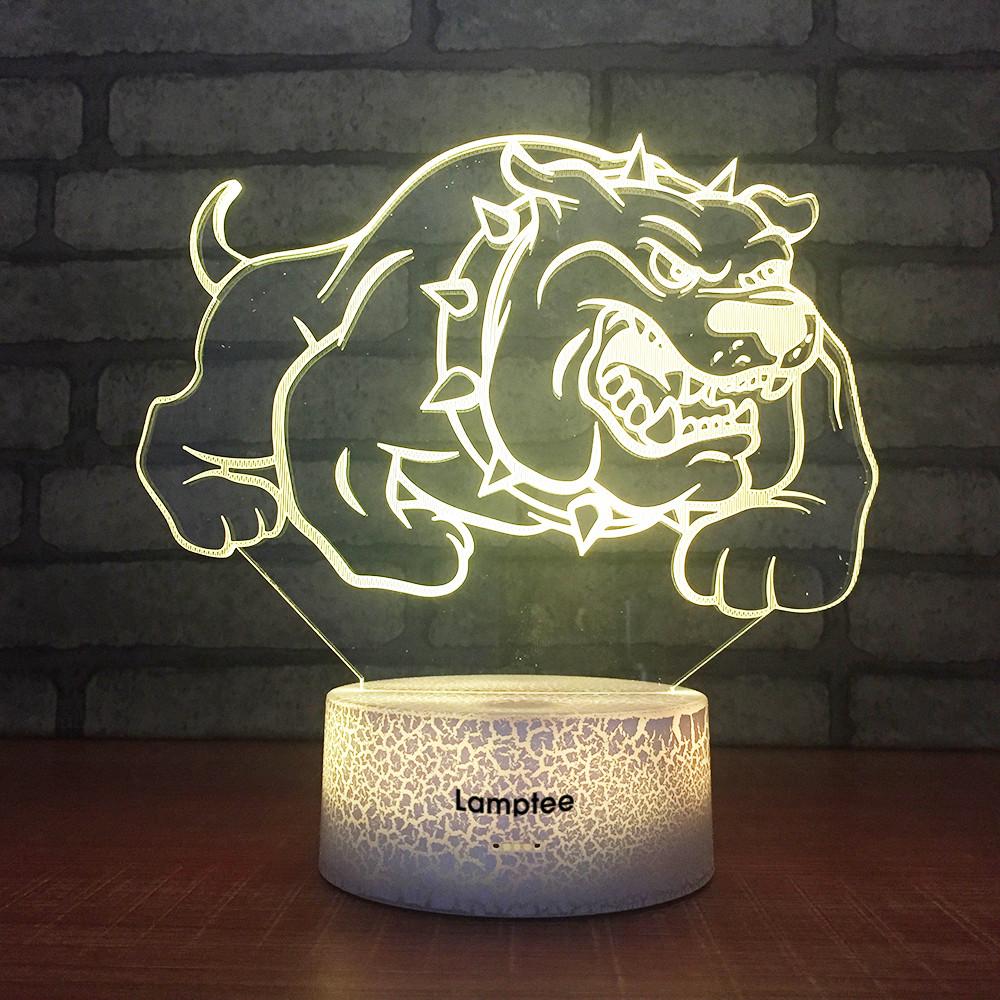 Crack Lighting Base Animal Dog Spike 3D Illusion Night Light Lamp 3DL1740