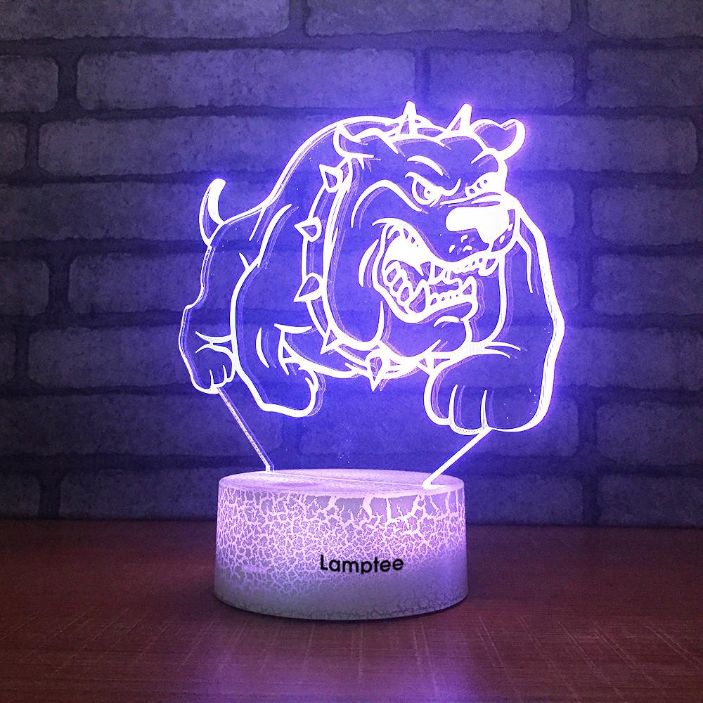Crack Lighting Base Animal Dog Spike 3D Illusion Night Light Lamp 3DL1740