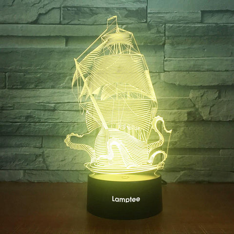 Image of Traffic Sailing Boat 3D Illusion Lamp Night Light 3DL1741