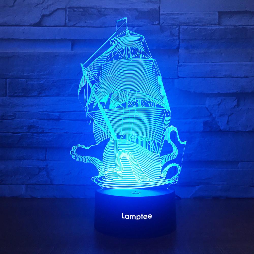 Traffic Sailing Boat 3D Illusion Lamp Night Light 3DL1741