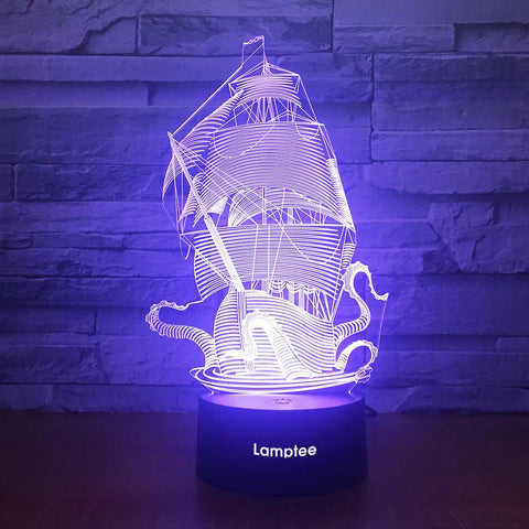 Image of Traffic Sailing Boat 3D Illusion Lamp Night Light 3DL1741