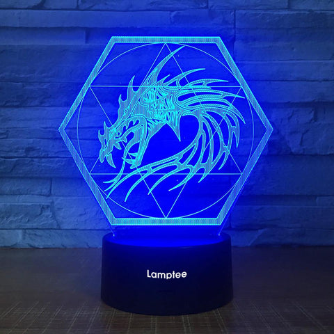 Image of Animal Dragon Head 3D Illusion Lamp Night Light 3DL1742