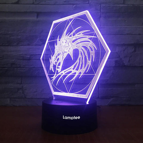 Image of Animal Dragon Head 3D Illusion Lamp Night Light 3DL1742