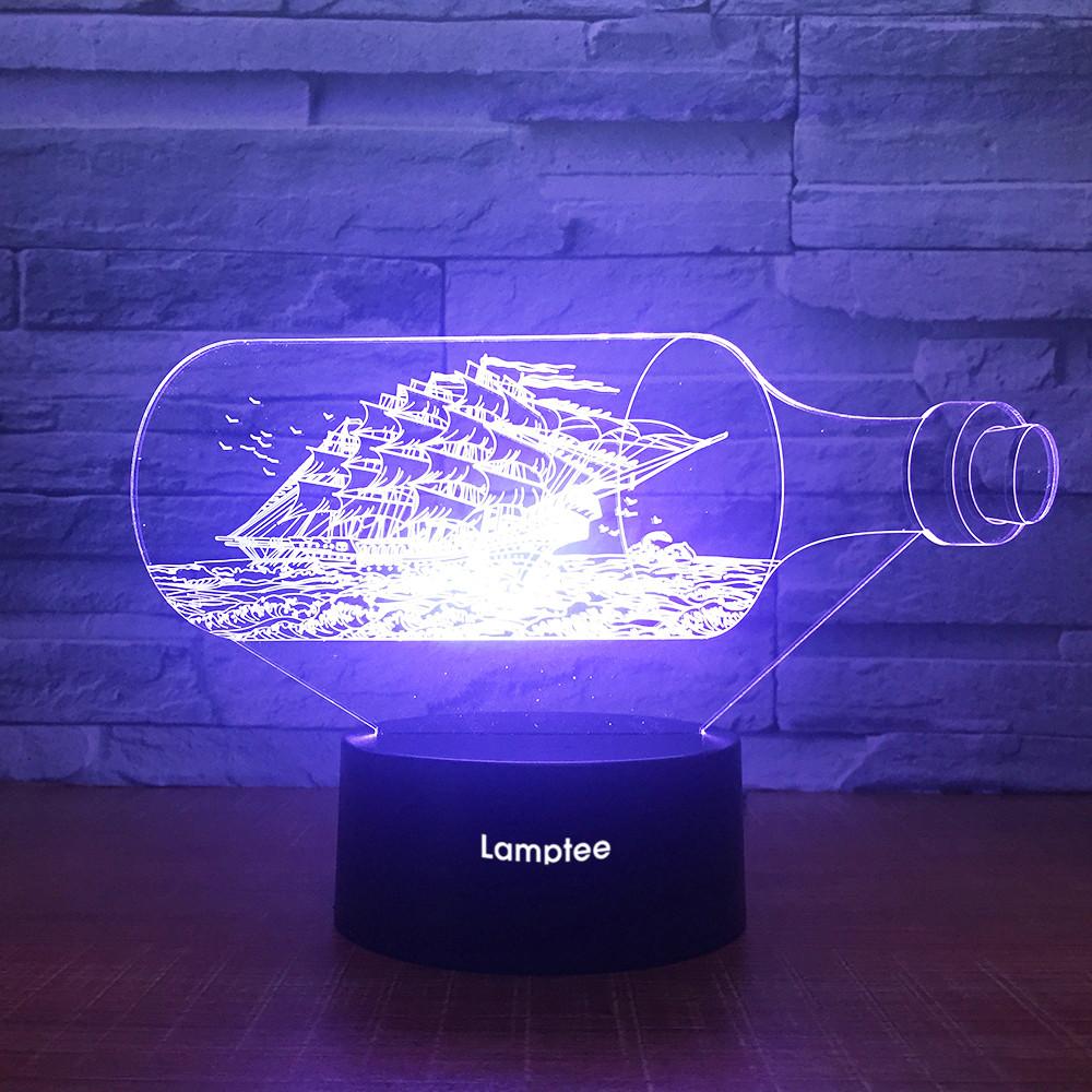 Art Boat In the Bottle 3D Illusion Lamp Night Light 3DL1744