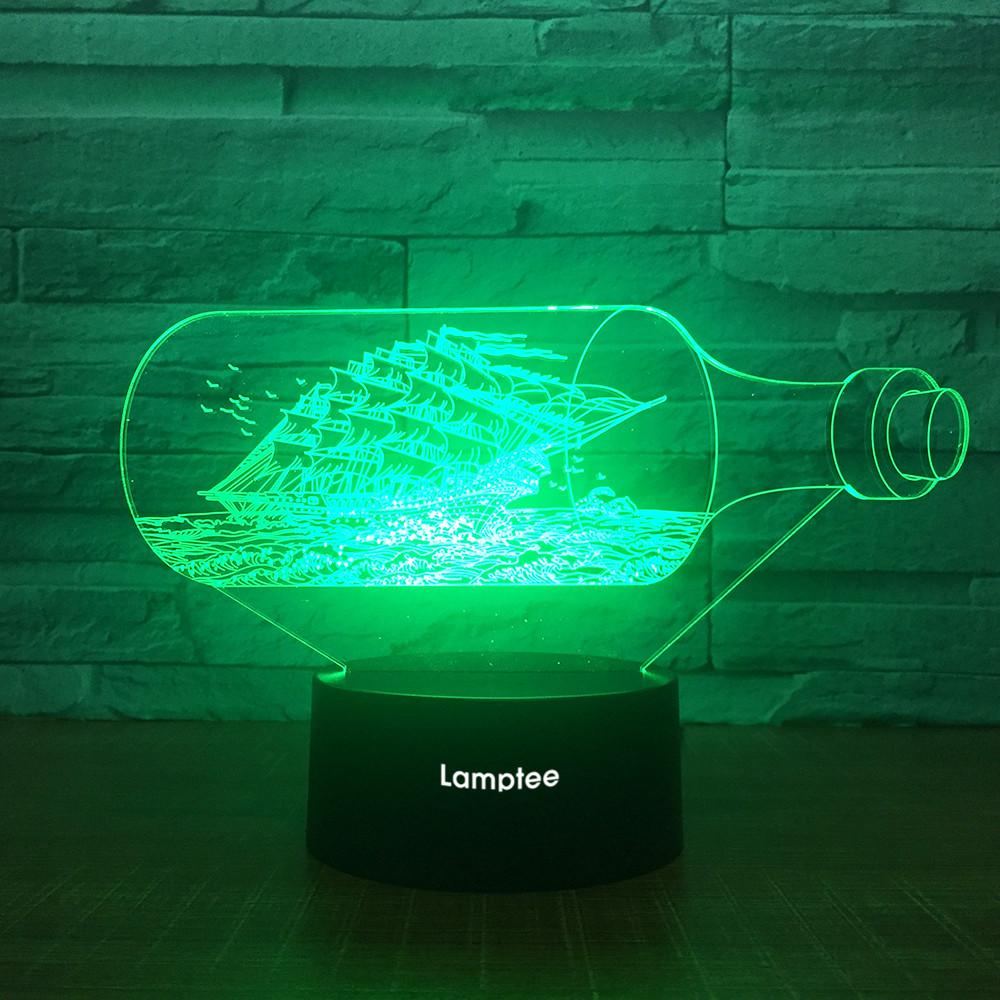 Art Boat In the Bottle 3D Illusion Lamp Night Light 3DL1744