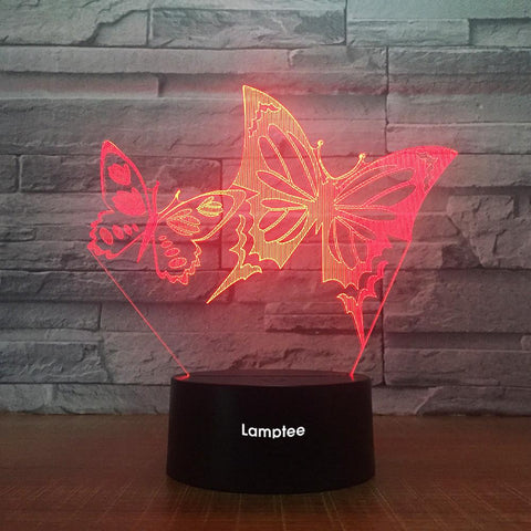 Image of Animal Flying Butterfly 3D Illusion Lamp Night Light 3DL1746