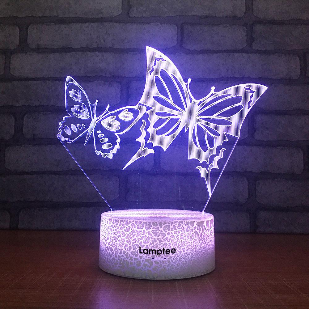 Crack Lighting Base Animal Flying Butterfly 3D Illusion Lamp Night Light 3DL1746
