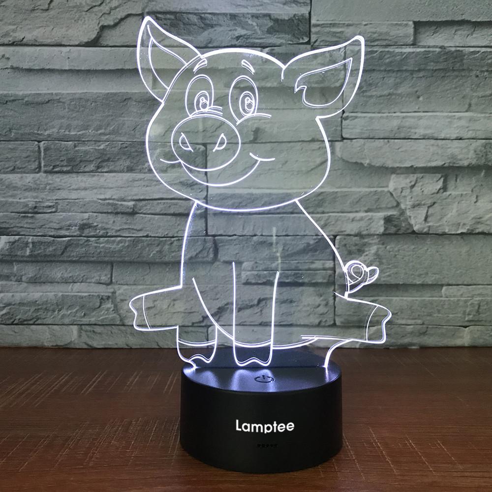 Animal Cartoon Piggy 3D Illusion Night Light Lamp 3DL1769