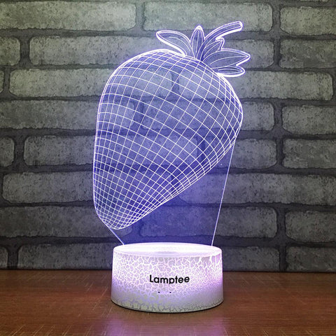Image of Crack Lighting Base Plant Strawberry 3D Illusion Lamp Night Light 3DL1773