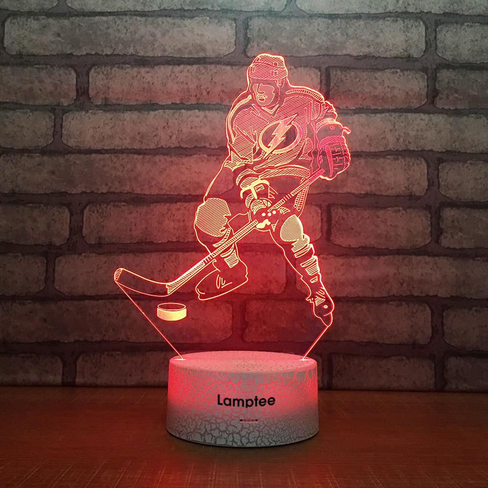 Crack Lighting Base Sport Ice Hockey 3D Illusion Lamp Night Light 3DL1776
