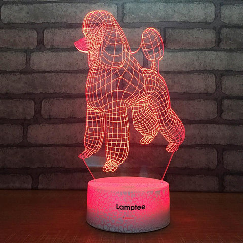 Image of Crack Lighting Base Animal Poodle 3D Illusion Lamp Night Light 3DL1784