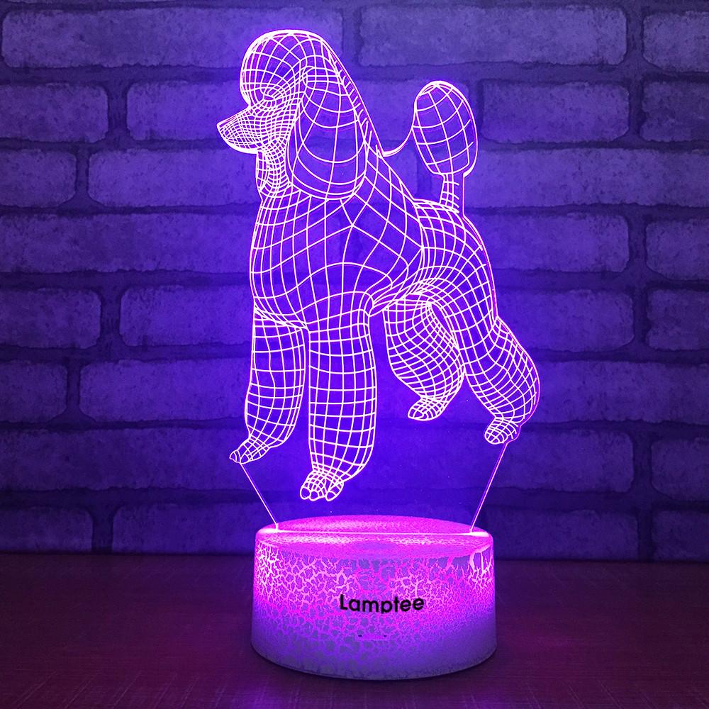 Crack Lighting Base Animal Poodle 3D Illusion Lamp Night Light 3DL1784
