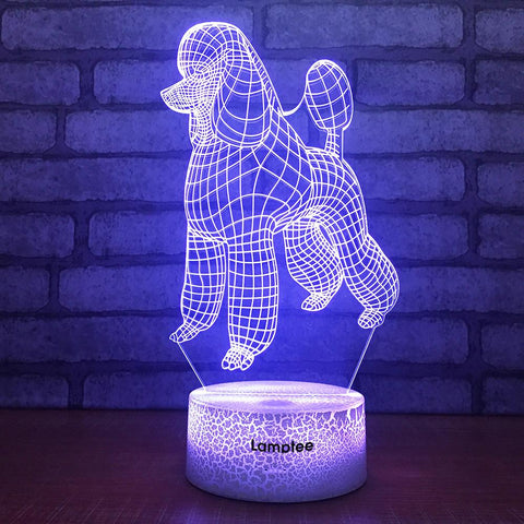 Image of Crack Lighting Base Animal Poodle 3D Illusion Lamp Night Light 3DL1784