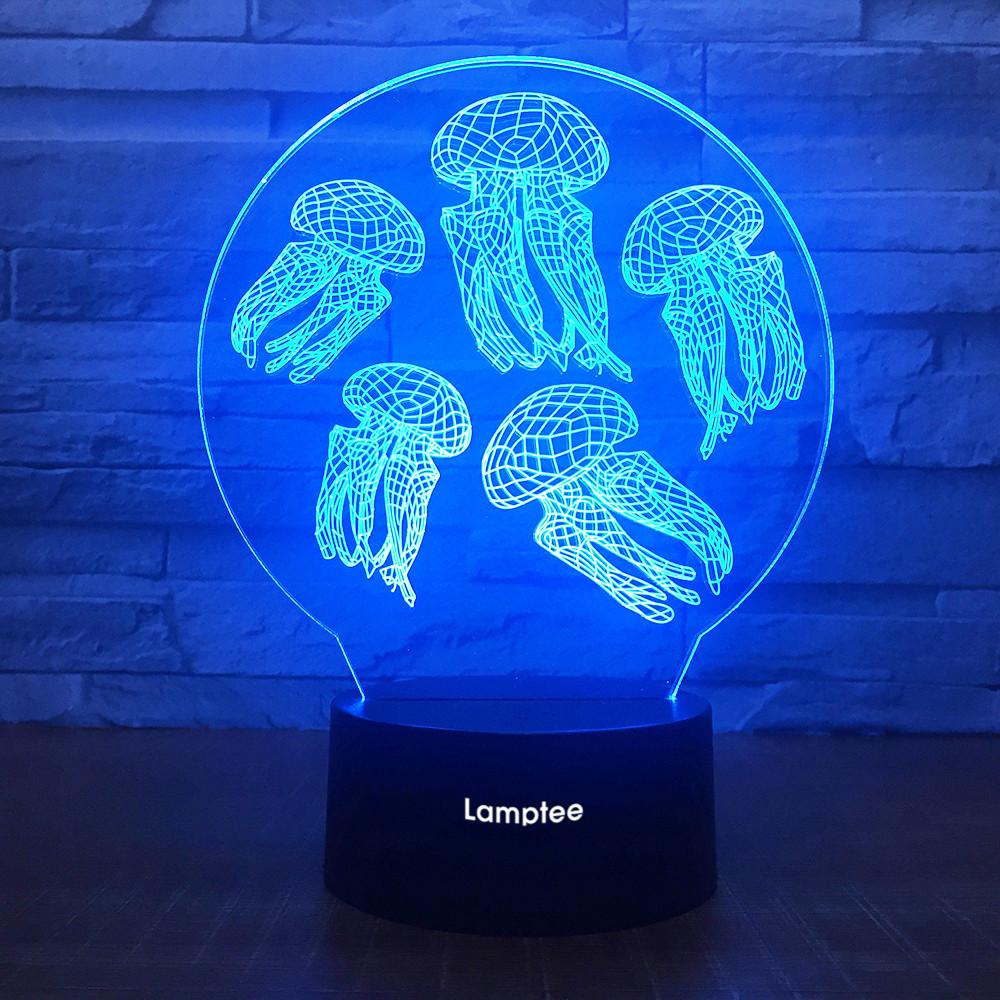 Animal Jellyfish 3D Illusion Night Light Lamp 3DL1787