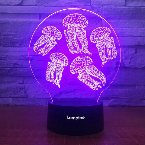 Image of Animal Jellyfish 3D Illusion Night Light Lamp 3DL1787