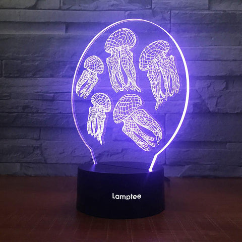 Image of Animal Jellyfish 3D Illusion Night Light Lamp 3DL1787