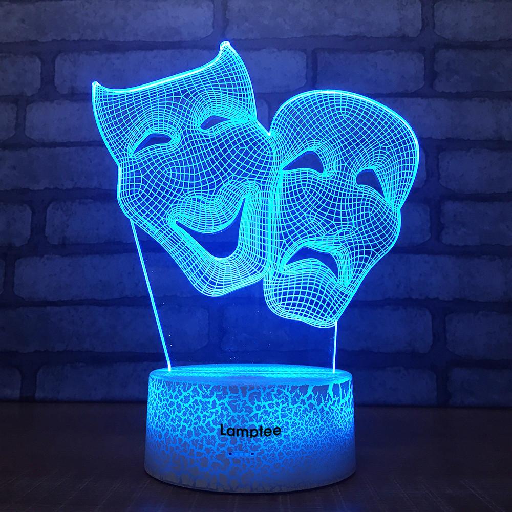 Crack Lighting Base Art Dramatic Mask 3D Illusion Lamp Night Light 3DL1801