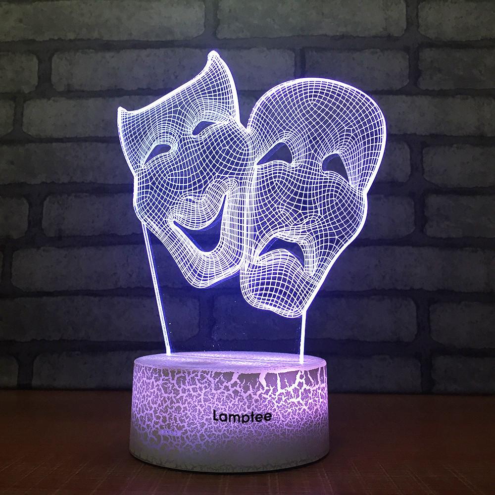 Crack Lighting Base Art Dramatic Mask 3D Illusion Lamp Night Light 3DL1801