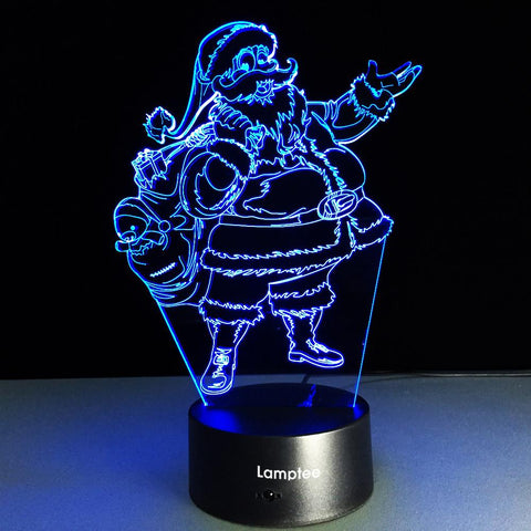 Image of Festival Christmas Santa Claus 3D Illusion Night Light Lamp 3DL185