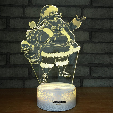 Image of Crack Lighting Base Festival Christmas Santa Claus 3D Illusion Night Light Lamp 3DL185