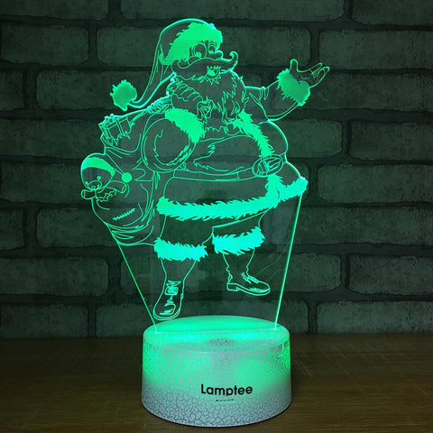 Image of Crack Lighting Base Festival Christmas Santa Claus 3D Illusion Night Light Lamp 3DL185