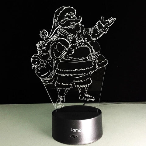 Image of Festival Christmas Santa Claus 3D Illusion Night Light Lamp 3DL185