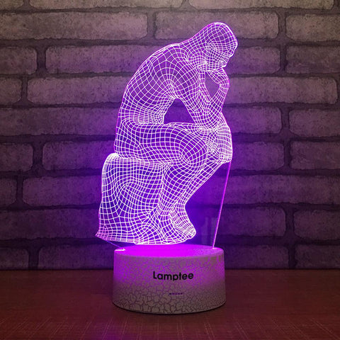 Image of Crack Lighting Base Art Statue The Thinker Visual 3D Illusion Night Light Lamp 3DL1855