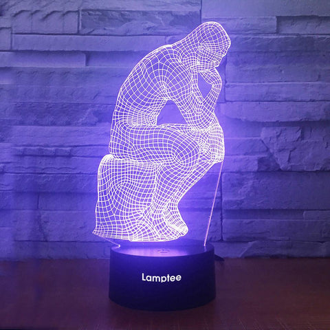Image of Art Statue The Thinker Visual 3D Illusion Night Light Lamp 3DL1855