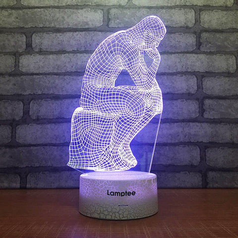 Image of Crack Lighting Base Art Statue The Thinker Visual 3D Illusion Night Light Lamp 3DL1855
