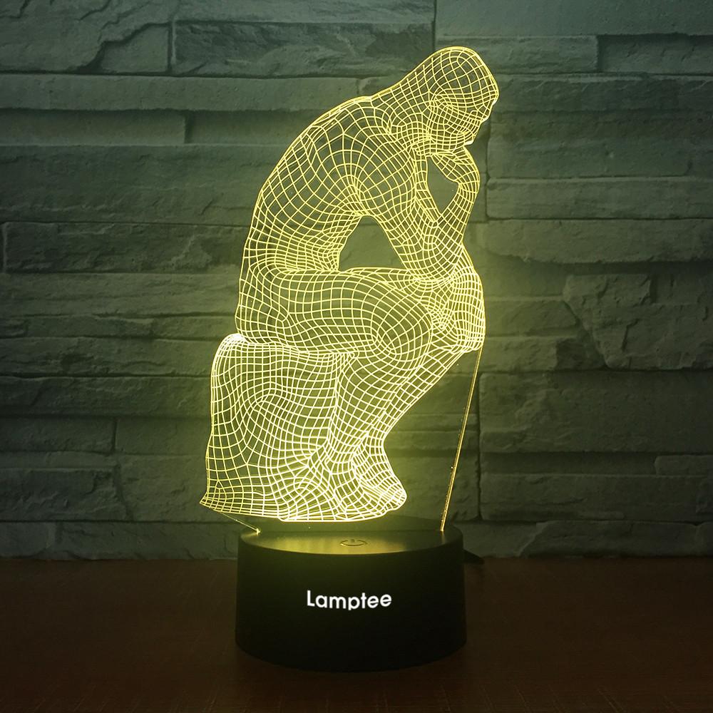 Art Statue The Thinker Visual 3D Illusion Night Light Lamp 3DL1855