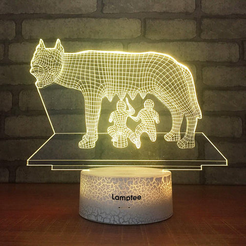 Image of Crack Lighting Base Animal Unique Artistic Creation 3D Illusion Night Light Lamp 3DL1862