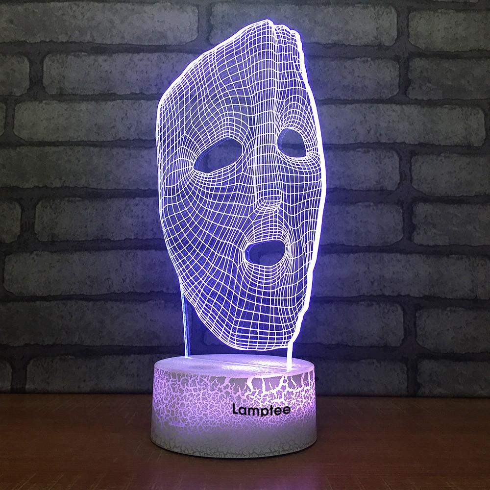 Crack Lighting Base Art Mask Stereo 3D Illusion Lamp Night Light 3DL1874