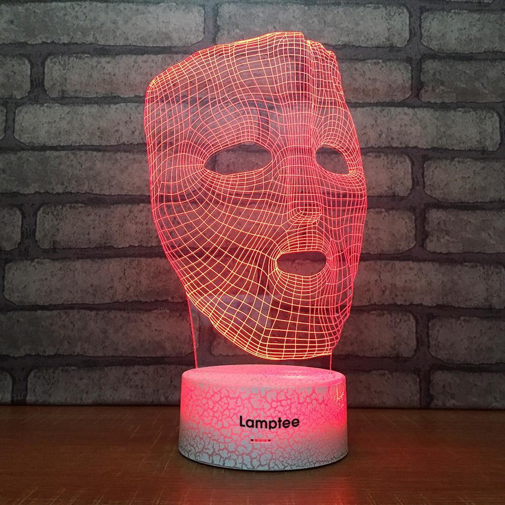 Crack Lighting Base Art Mask Stereo 3D Illusion Lamp Night Light 3DL1874