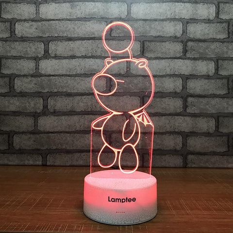 Image of Crack Lighting Base Animal Cartoon Bear 3D Illusion Lamp Night Light 3DL1896
