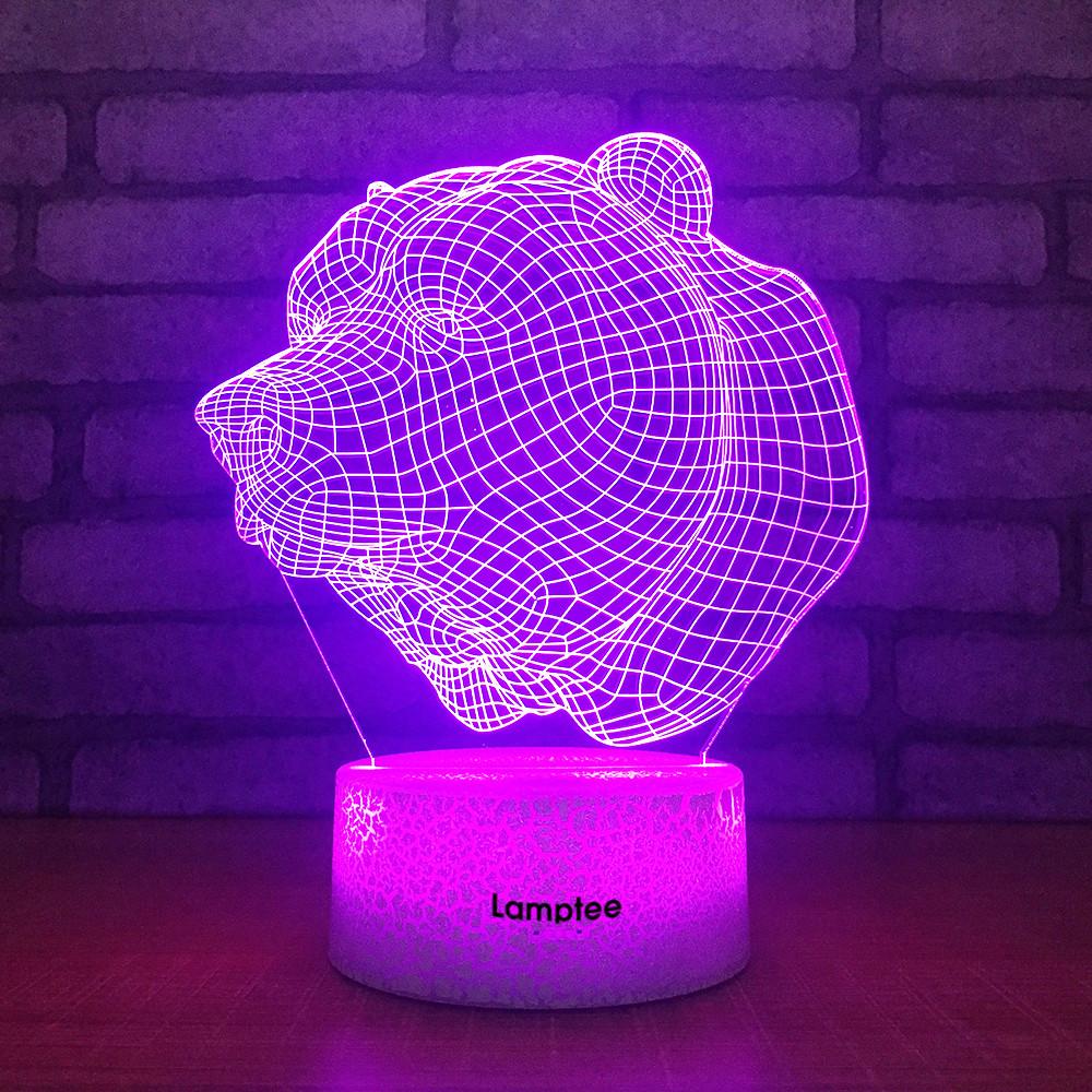 Crack Lighting Base Animal Bear Head 3D Illusion Lamp Night Light 3DL1911