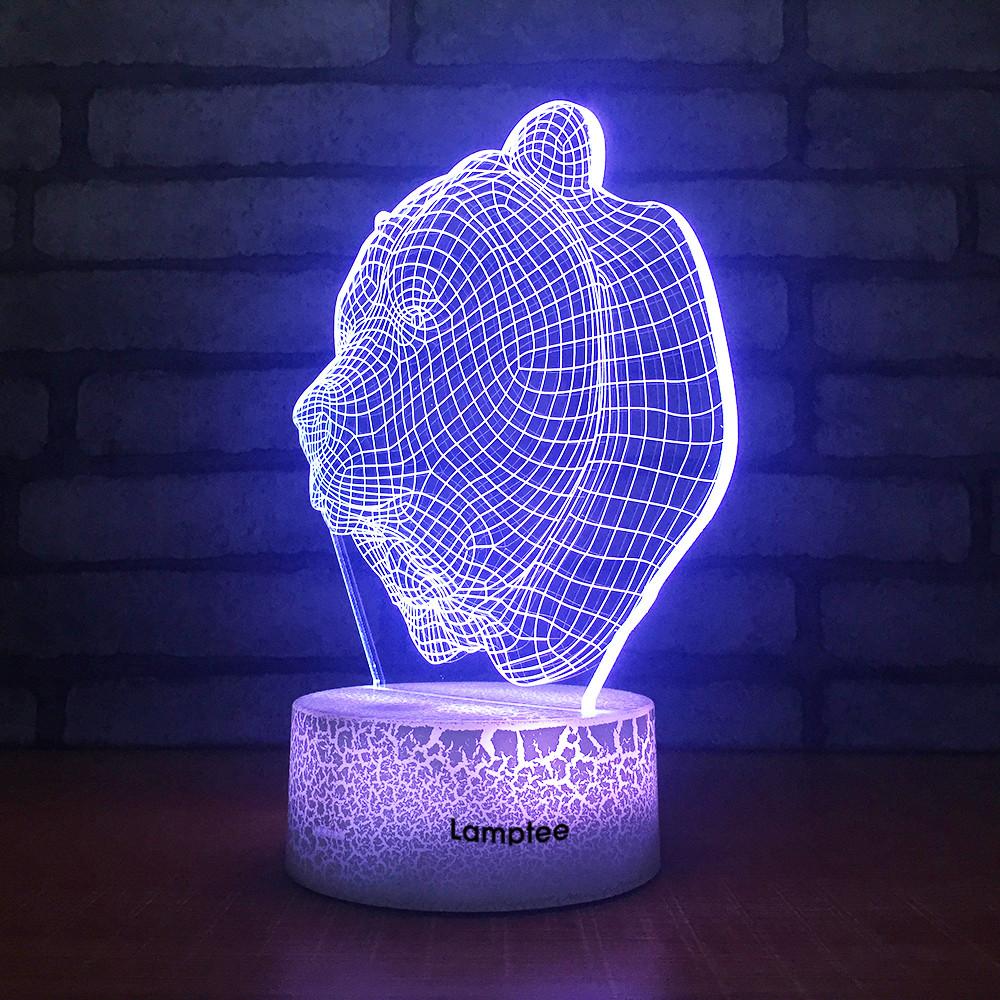 Crack Lighting Base Animal Bear Head 3D Illusion Lamp Night Light 3DL1911