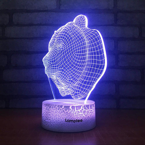 Image of Crack Lighting Base Animal Bear Head 3D Illusion Lamp Night Light 3DL1911