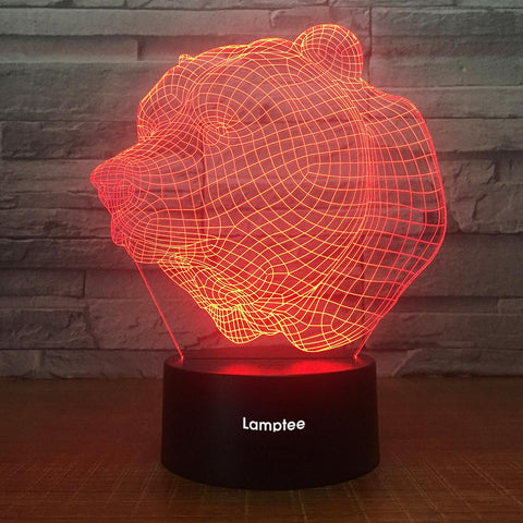 Image of Animal Bear Head 3D Illusion Lamp Night Light 3DL1911