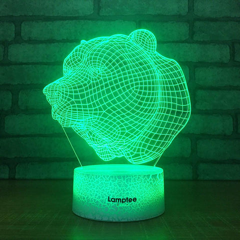 Image of Crack Lighting Base Animal Bear Head 3D Illusion Lamp Night Light 3DL1911