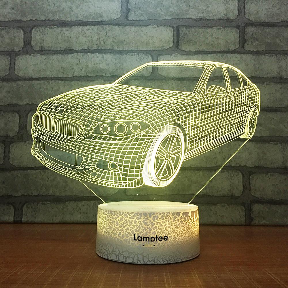 Crack Lighting Base Sport Car Decor 3D Illusion Lamp Night Light 3DL1915