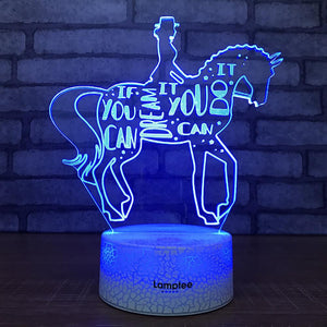 Crack Lighting Base Art Girl And Horse 3D Illusion Lamp Night Light 3DL1923