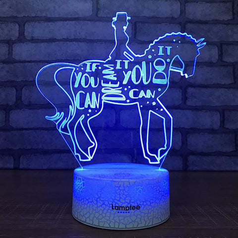 Image of Crack Lighting Base Art Girl And Horse 3D Illusion Lamp Night Light 3DL1923