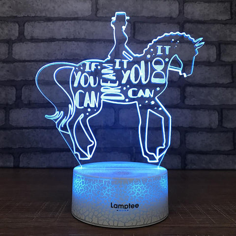 Image of Crack Lighting Base Art Girl And Horse 3D Illusion Lamp Night Light 3DL1923